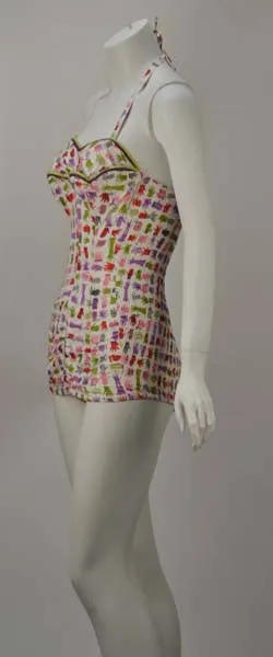 1950s Rose Marie Reid Glove Motif Junior Swimsuit