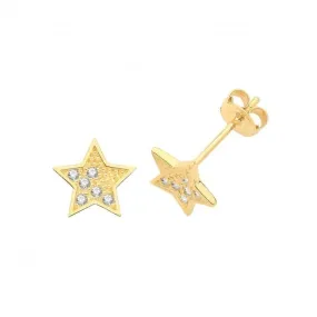 9ct Gold Zirconia Star Stud Earrings ES1620