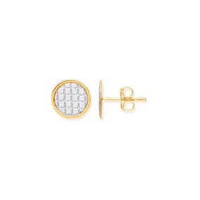 9ct Yellow Gold 10mm Moondust Stone Illusion Stud Earrings