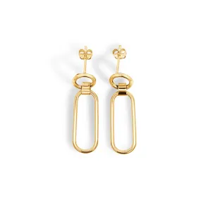 9ct Yellow Gold Circle & Paperclip Link Stud Earrings