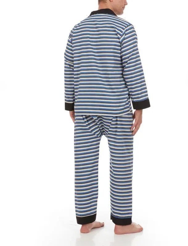 Adam Baker Men's Sleepwear Long Sleeve Button Down Woven Pajama Set for Men Cotton-Blend Broadcloth Pajama Set