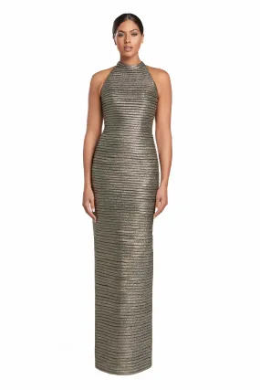 Alexander By Daymor - 2065 - Metallic High-Neck Column Gown