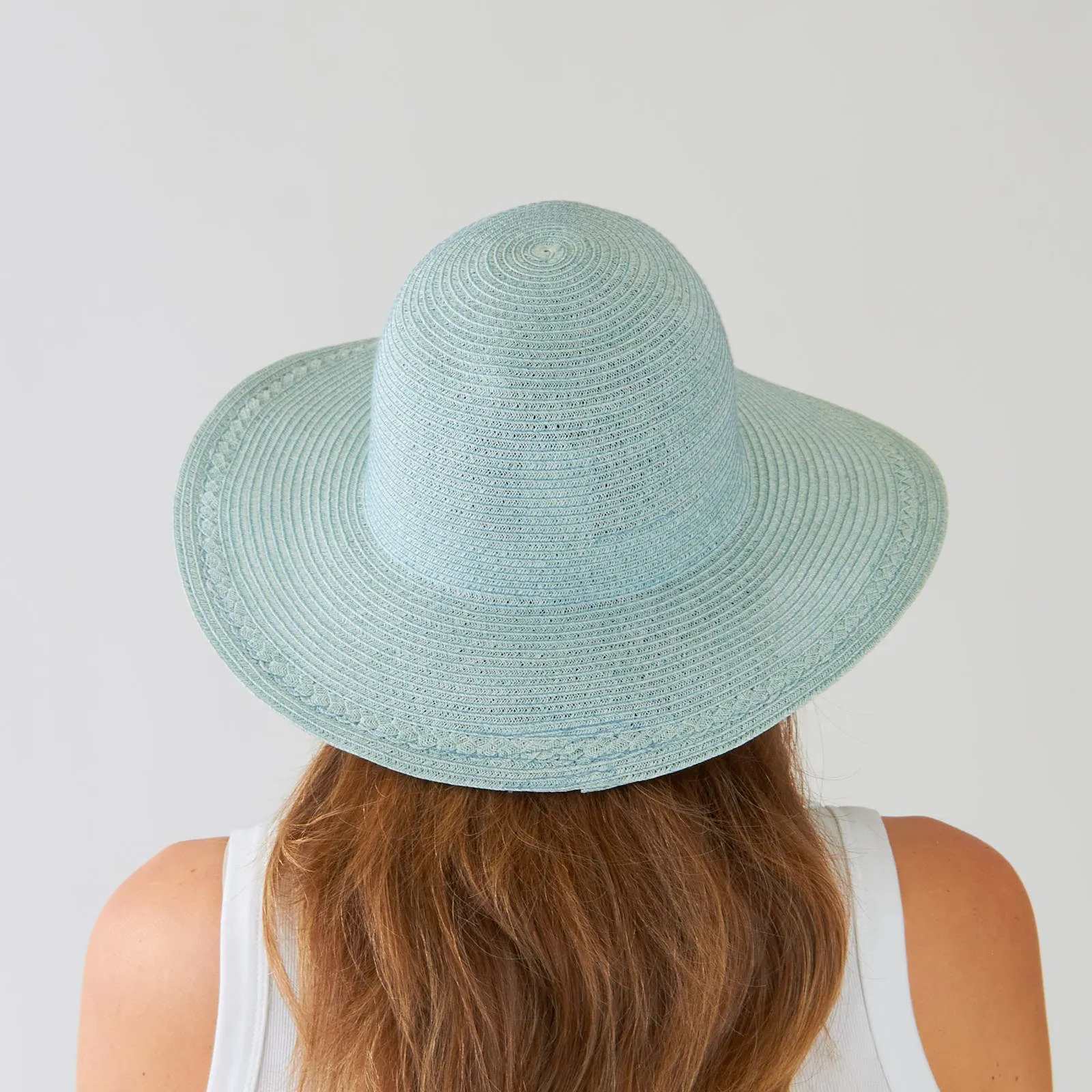 Aqua Braid Floppy Sun Hat