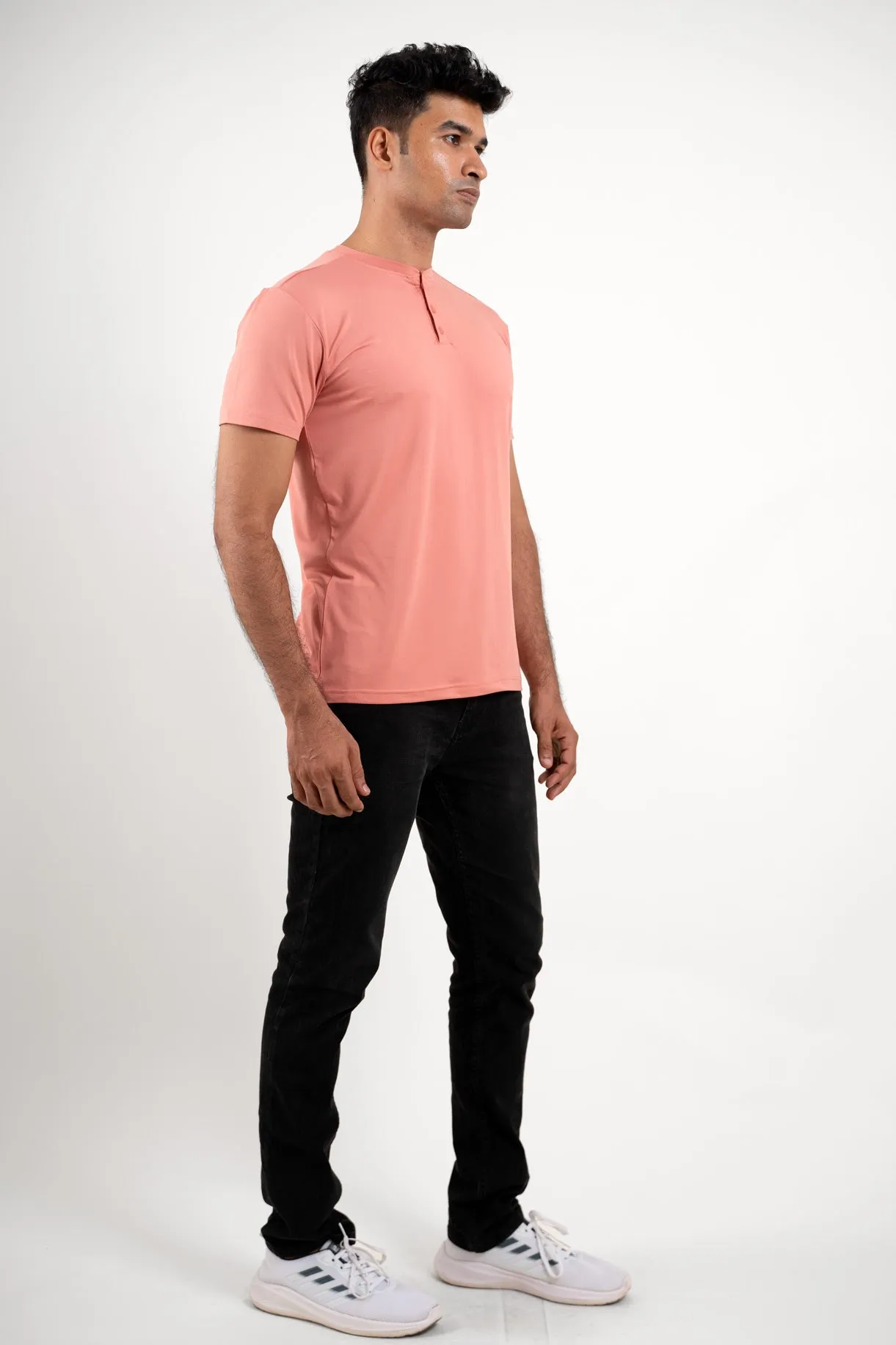 Archer Peach Henley Tshirt  For Men