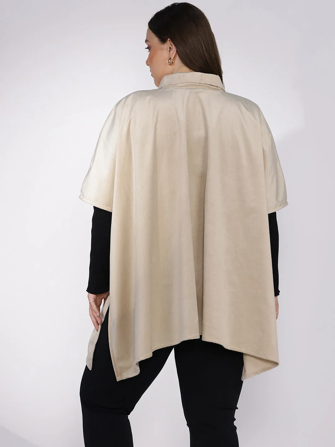 Beige Suede Poncho