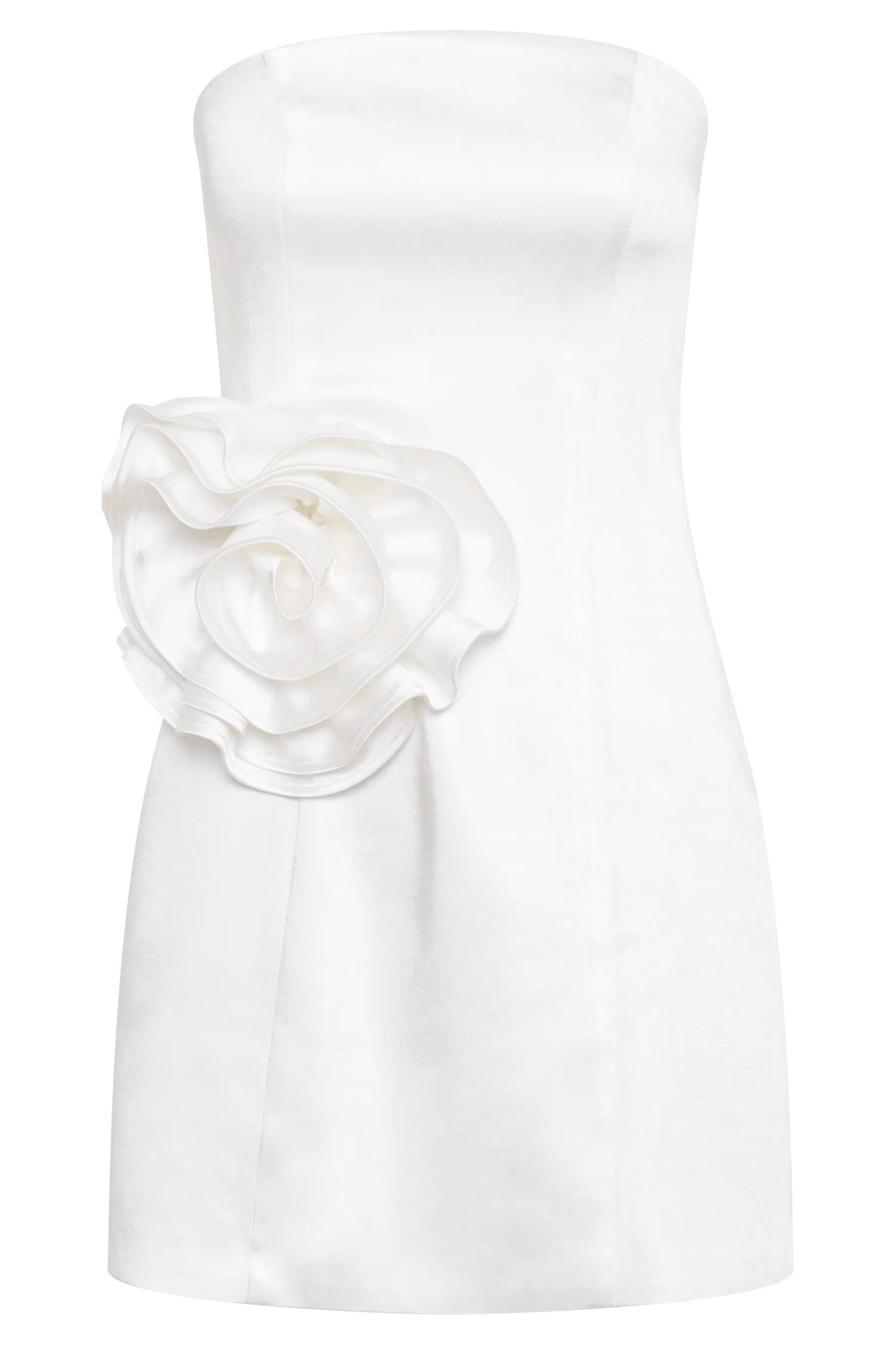 Bernadette Strapless Rose Mini Dress - White