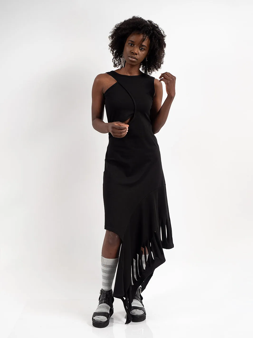 Black Dress With Cutout Hem