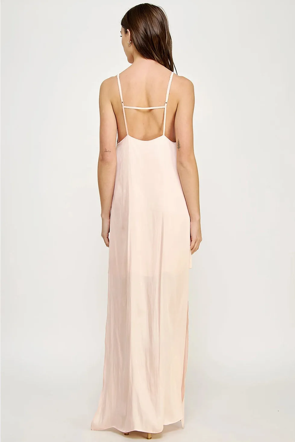 Buttercup Sassy Minimalist Satin Maxi Dress