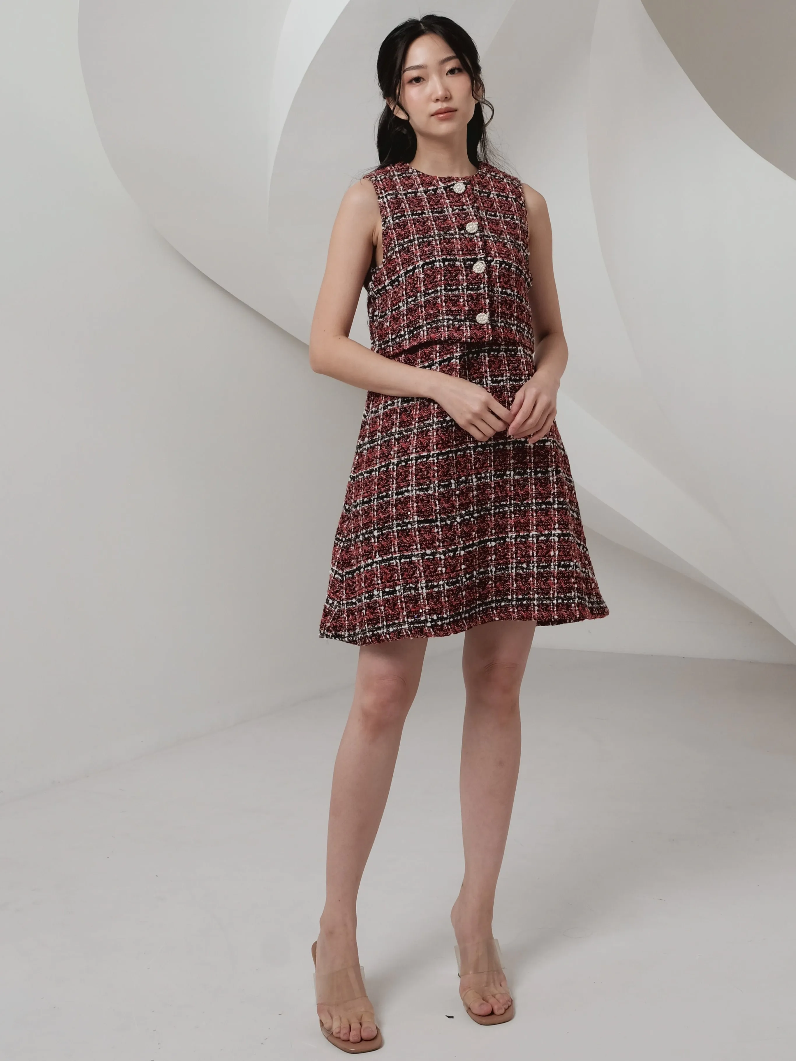 Carol Tweed Dress In Red