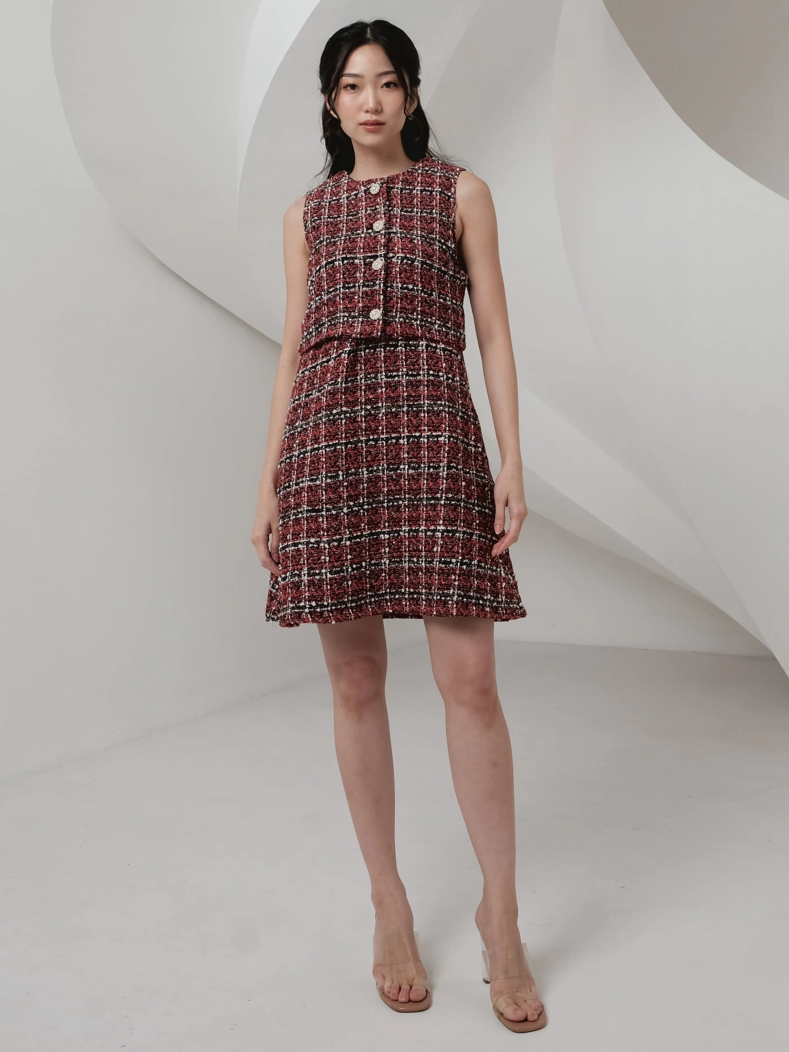 Carol Tweed Dress In Red