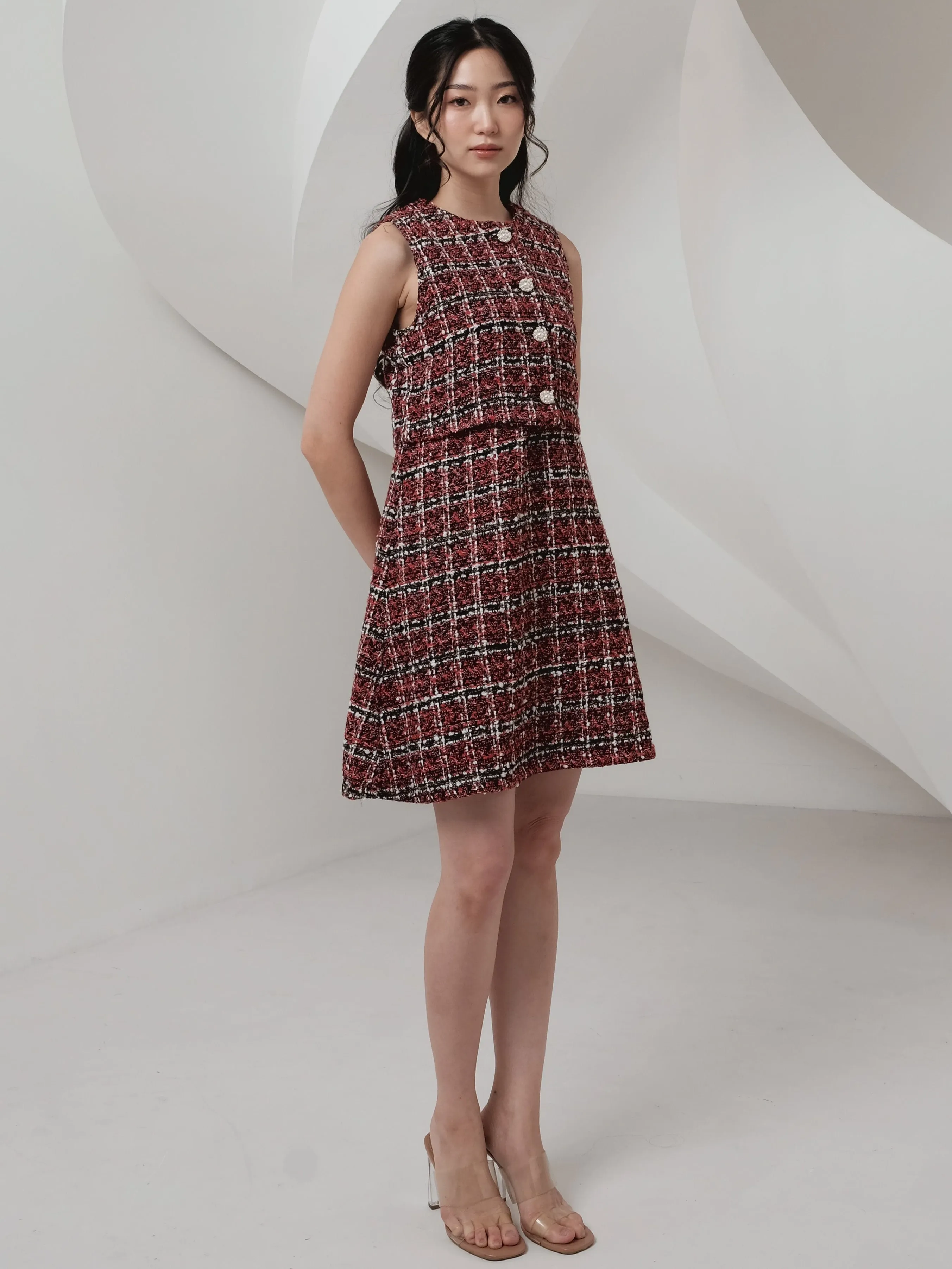 Carol Tweed Dress In Red