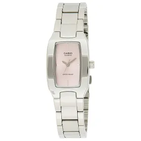 Casio Women's Pink Dial Silver Stainless Steel Band Quartz Watch - LTP-1165A-4CDF