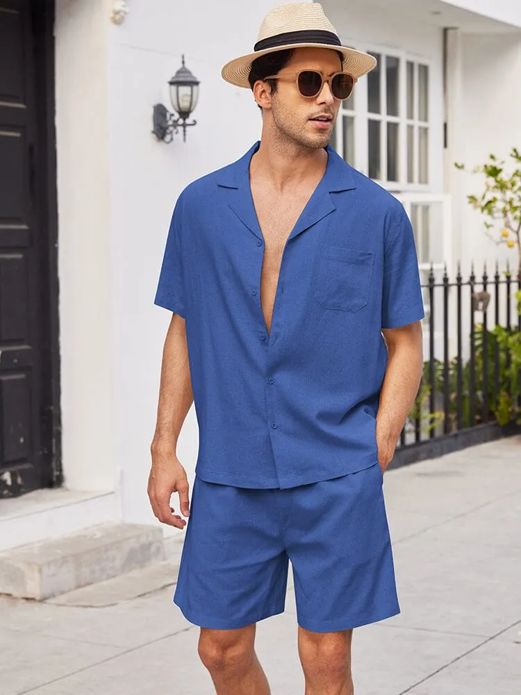 Casual Linen Short Sleeve Shirt Sets (US Only)