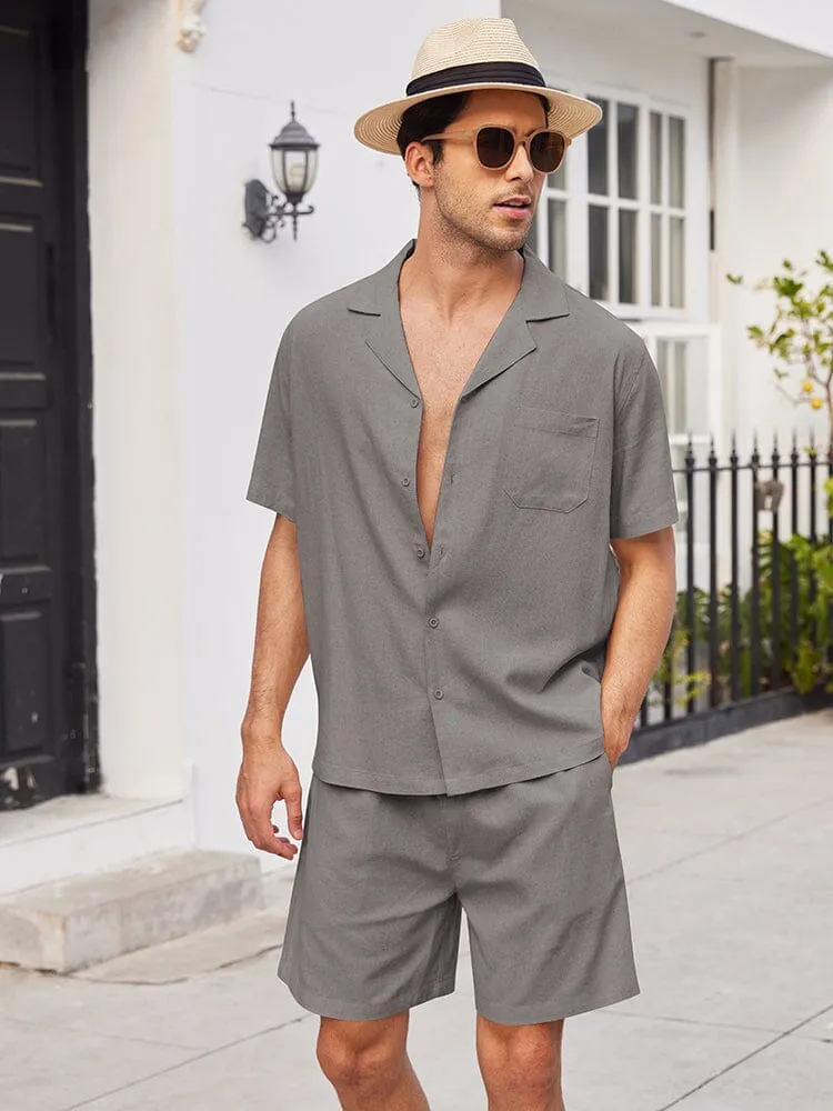 Casual Linen Short Sleeve Shirt Sets (US Only)