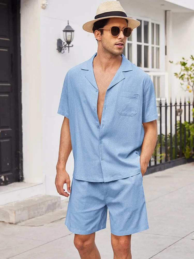 Casual Linen Short Sleeve Shirt Sets (US Only)