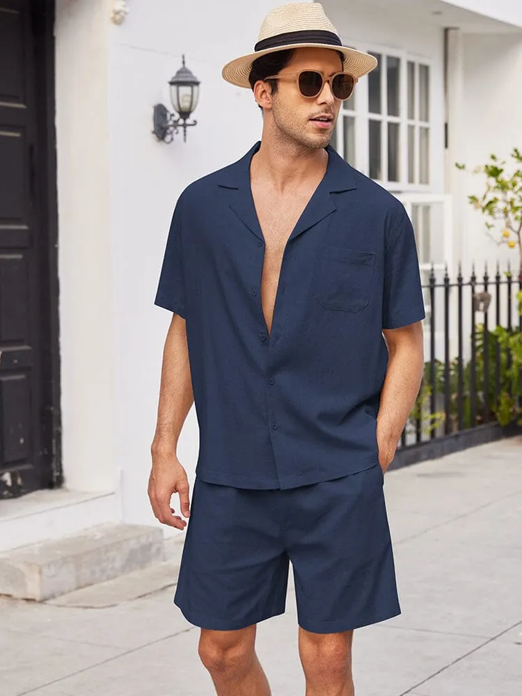 Casual Linen Short Sleeve Shirt Sets (US Only)