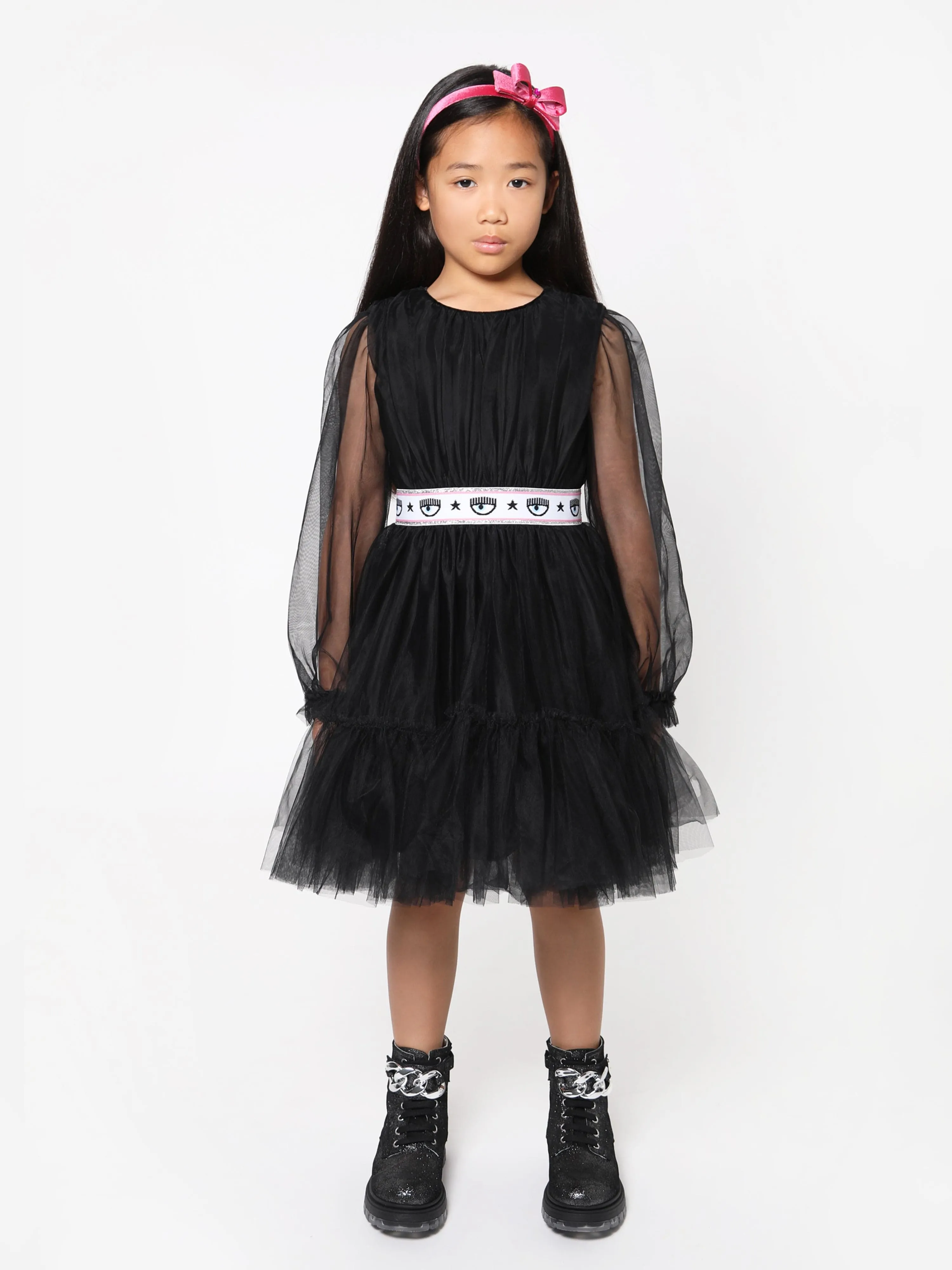 Chiara Ferragni Girls Tulle Long Sleeve Princess Dress