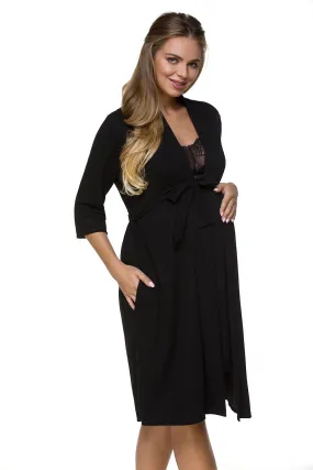 Chic Black Maternity Robe: Embrace Comfort and Style Throughout Your Pregnancy