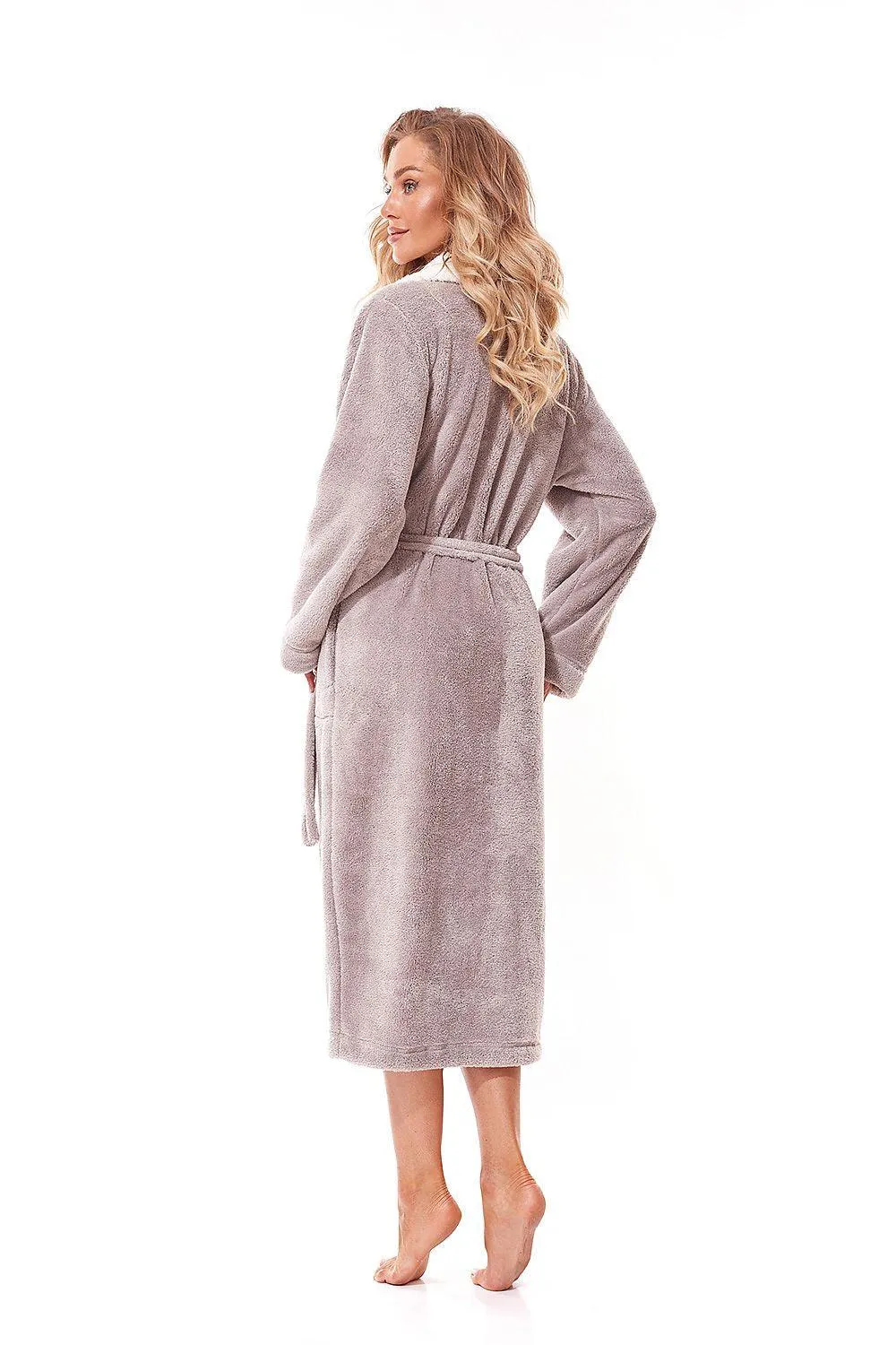 Chic Embroidered Knit Bathrobe for Women with Stylish Pockets