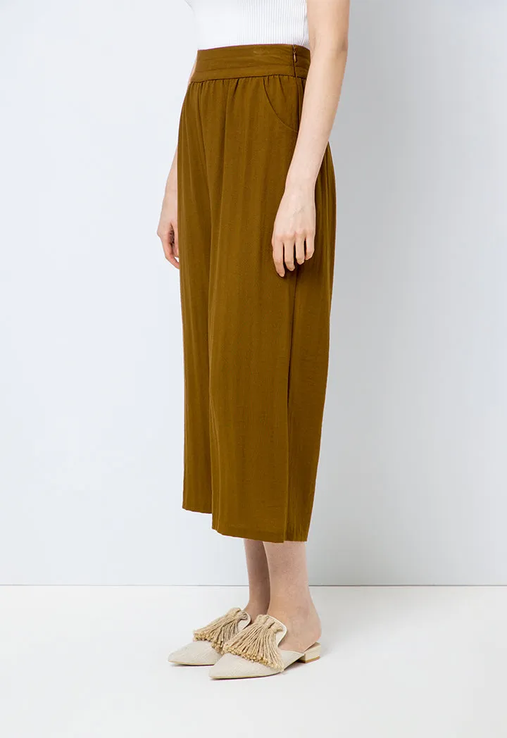 Choice Solid Wide Leg Trousers Brown