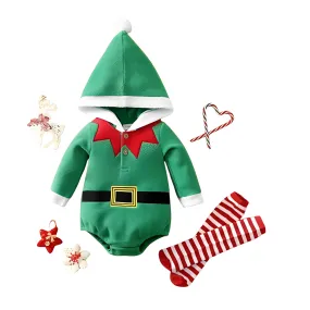 Christmas Cute Elf Jumpsuit Romper Set