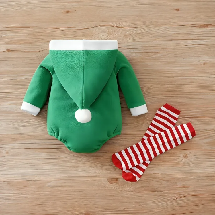 Christmas Cute Elf Jumpsuit Romper Set