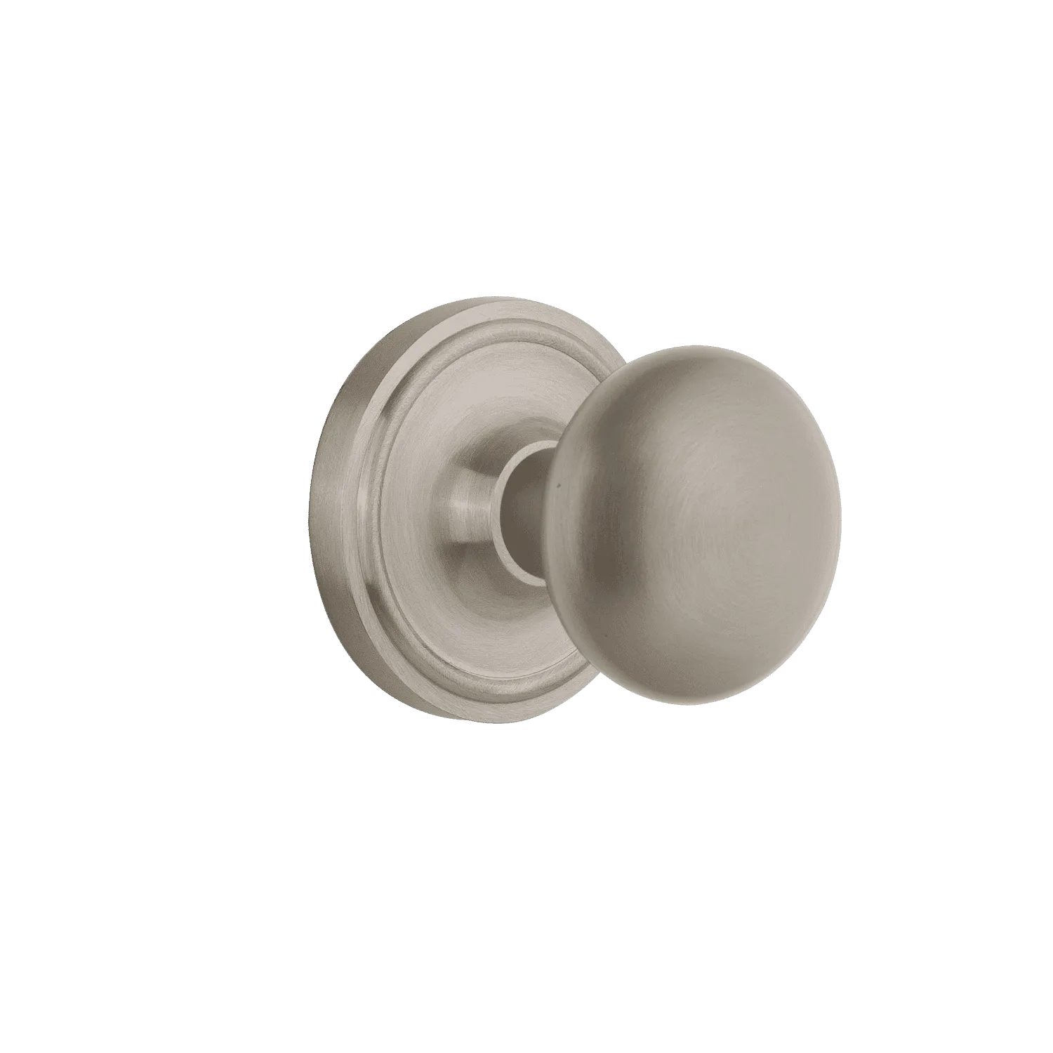 Classic Rosette with New York Knob in Satin Nickel