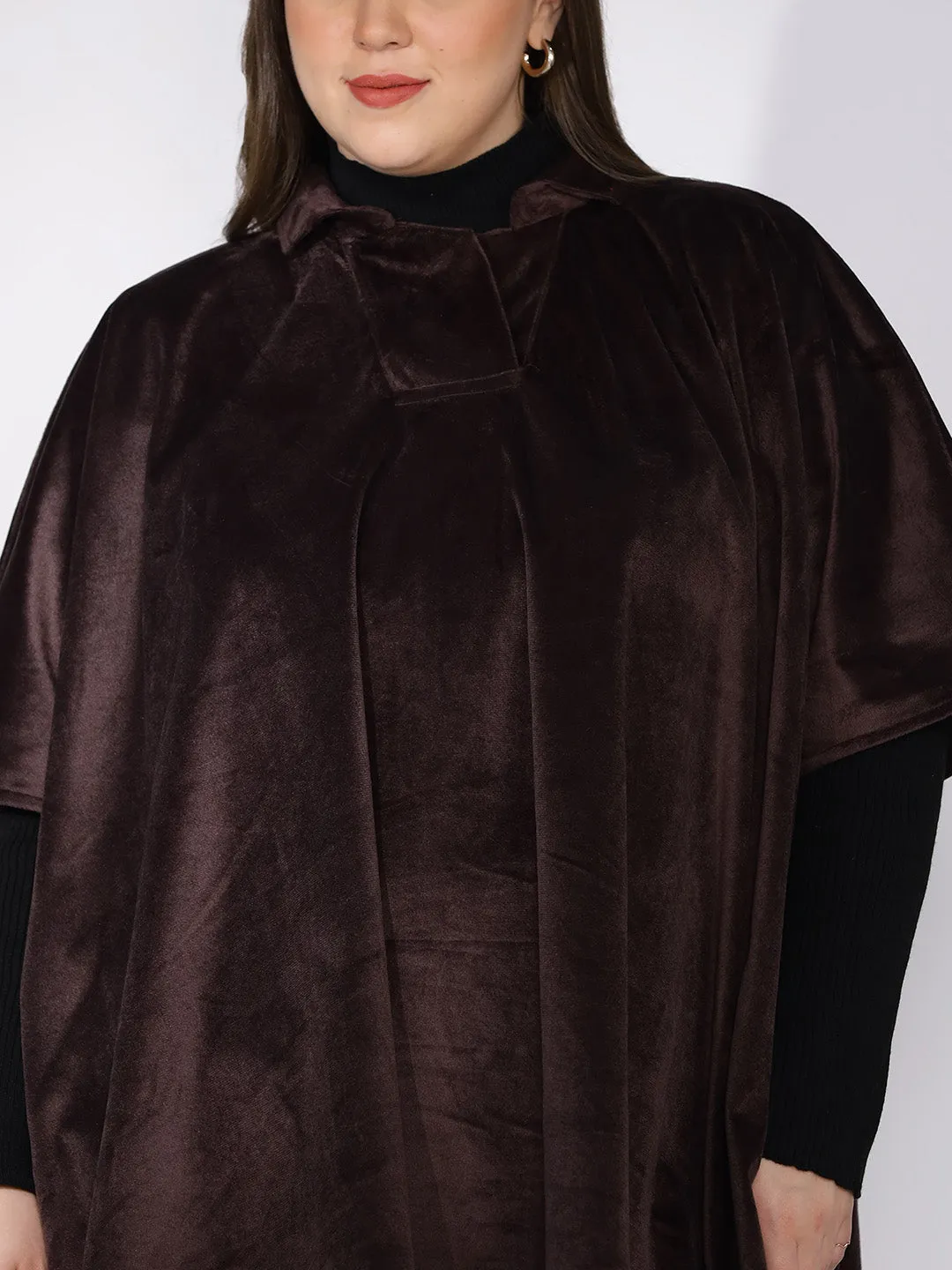 Coffee Suede Poncho