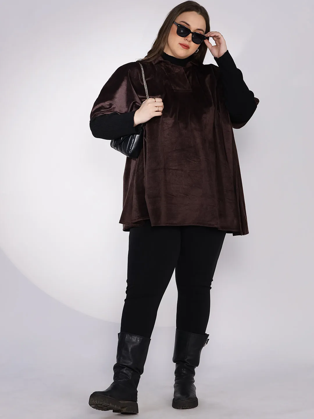 Coffee Suede Poncho