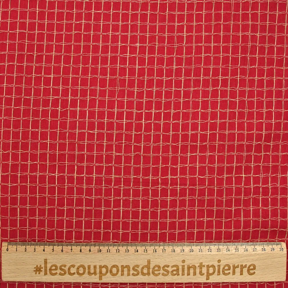 Coton à carreaux surpiqués rouge framboise