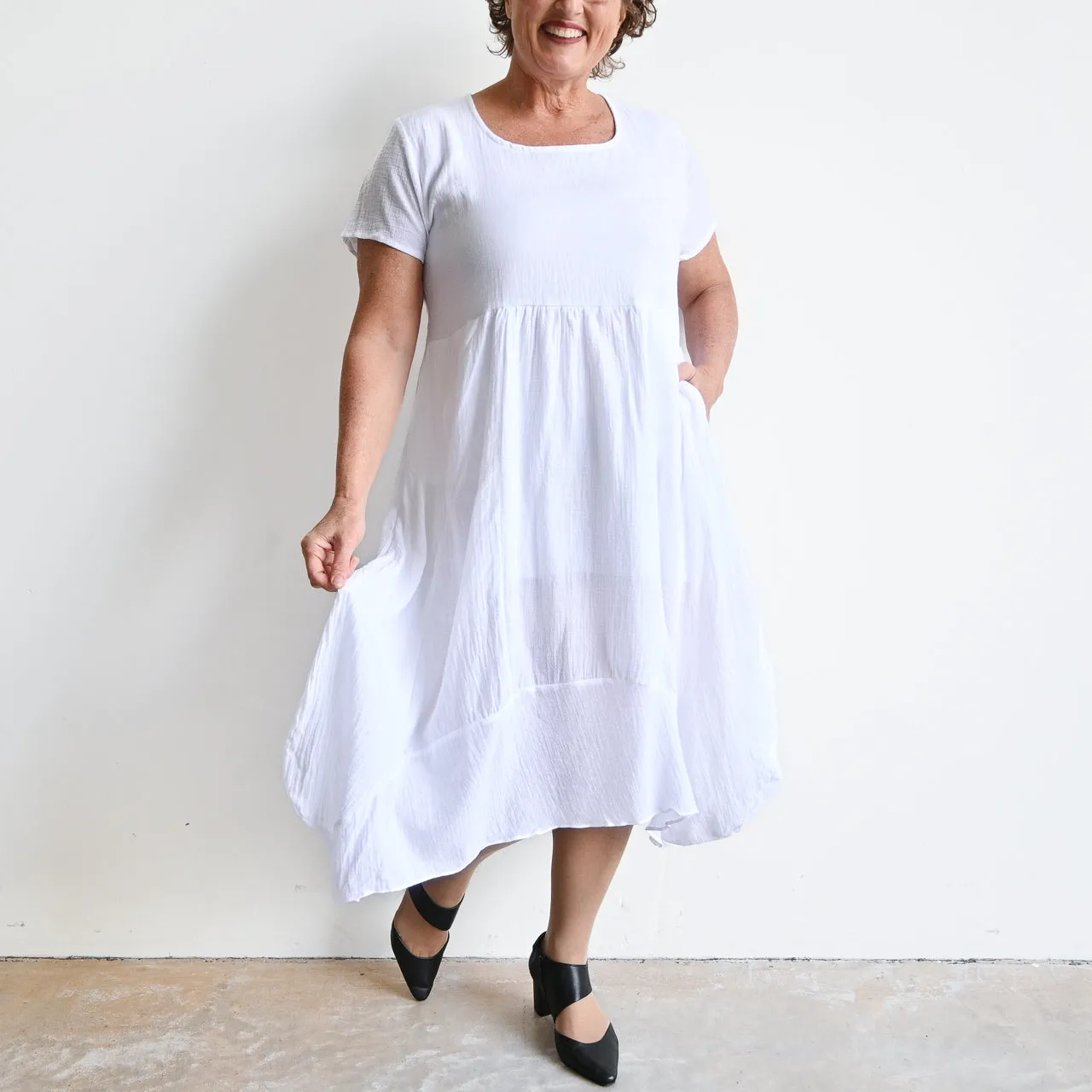 Cotton Cascade Midi Dress