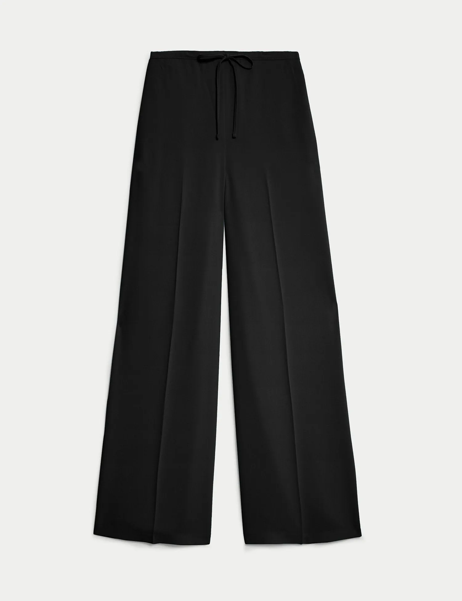 Crepe Elasticated Waist Wide Leg Trousers