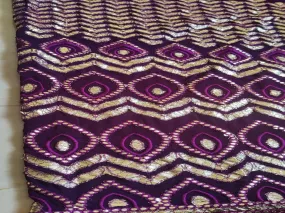 Dark Purple & Silver Traditional Faux Embroidered Gota Patti Georgette Fabric (Wholesale)