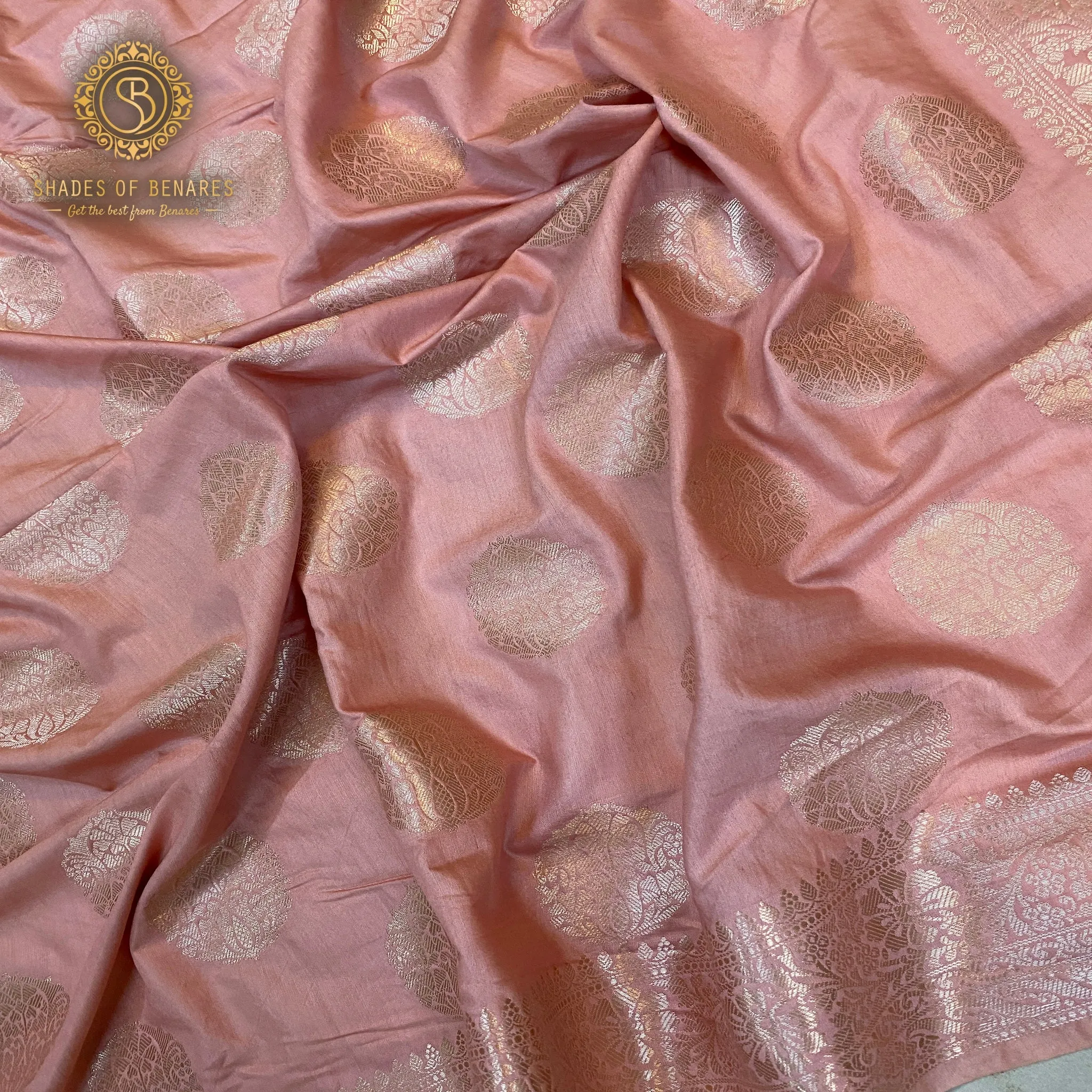 Delicate Baby Pink Handloom Banarasi Silk Sari