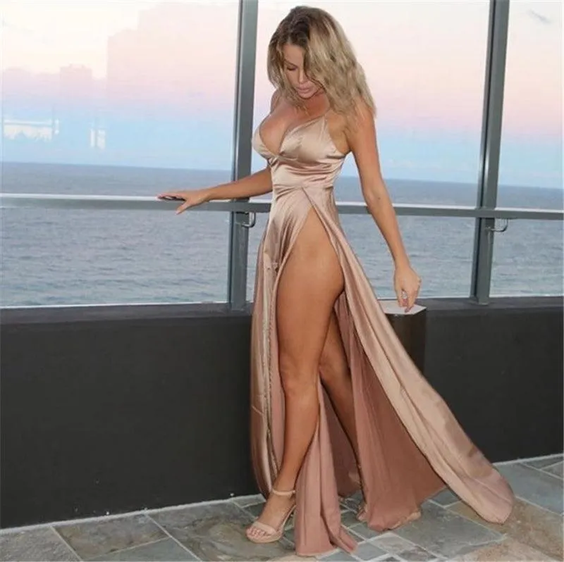 DUAL HIGH SLIT EVENING GOWN