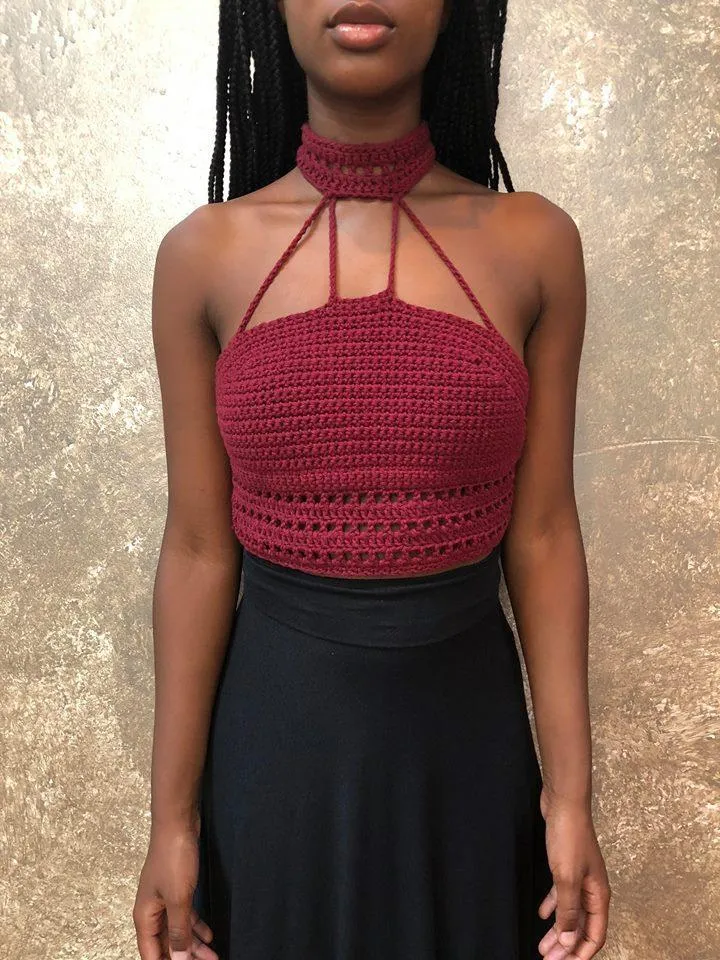 Erica Simmers Maroon Choker Top