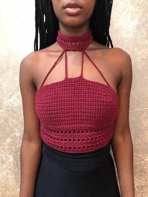 Erica Simmers Maroon Choker Top