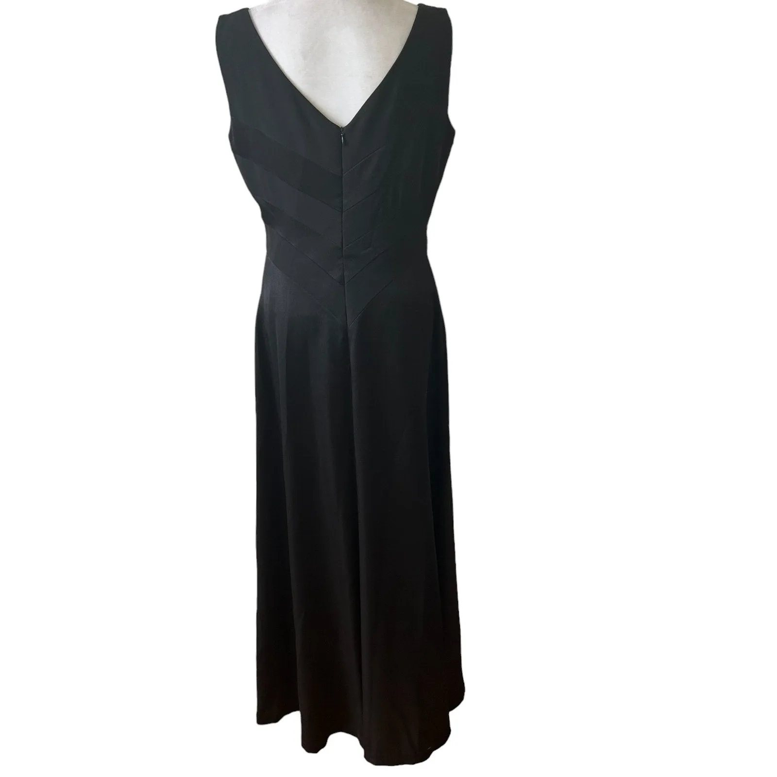 Evan Picone Black Classic Sleeveless Floor Length Maxi Dress Womens Size 8