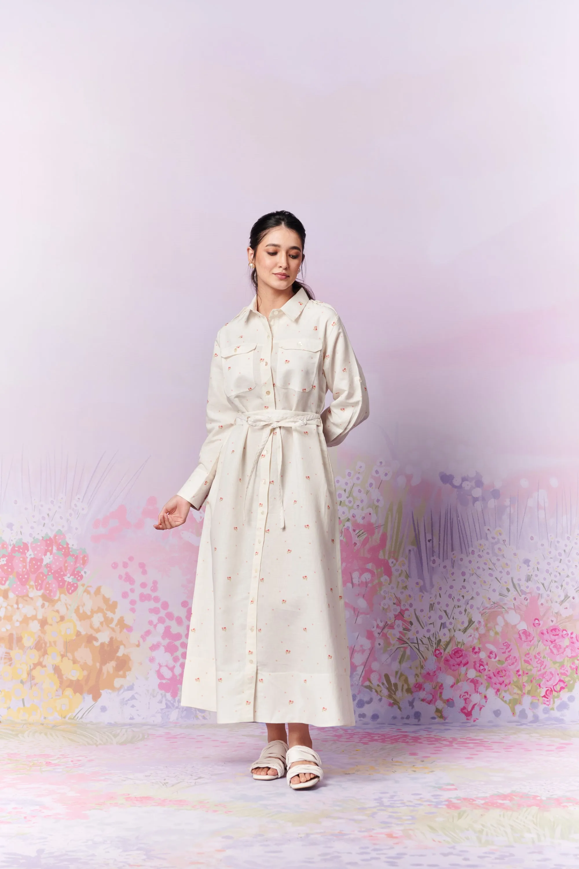 French Country Long Shirt Dress