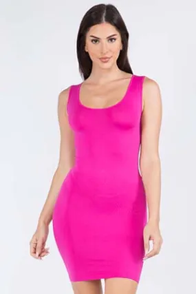 Fuchsia Seamless Long Tank Slip Dress