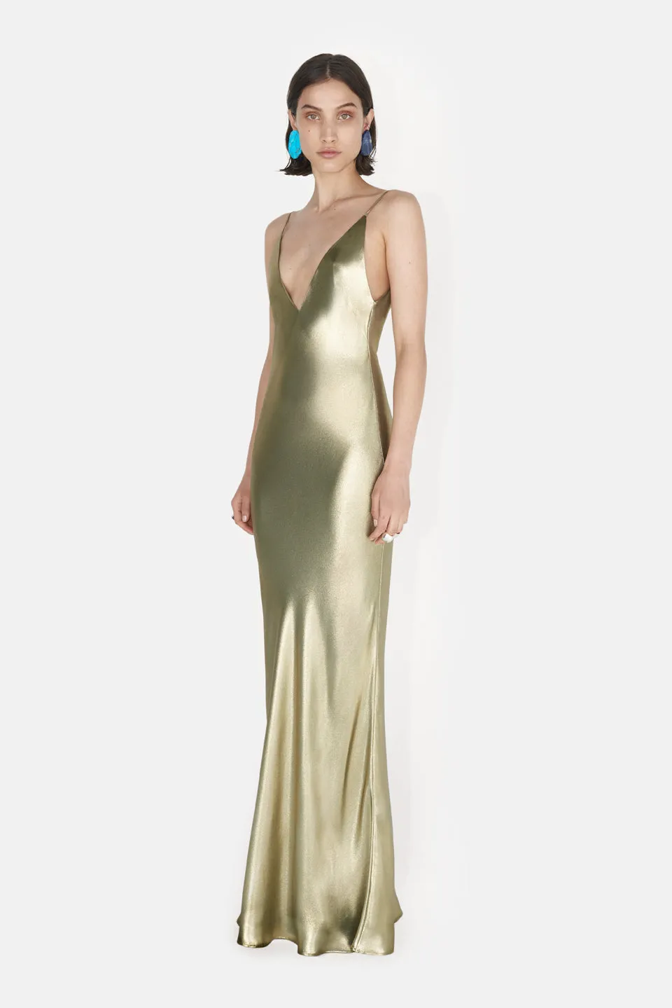 Galvanized Slip Dress - Gold