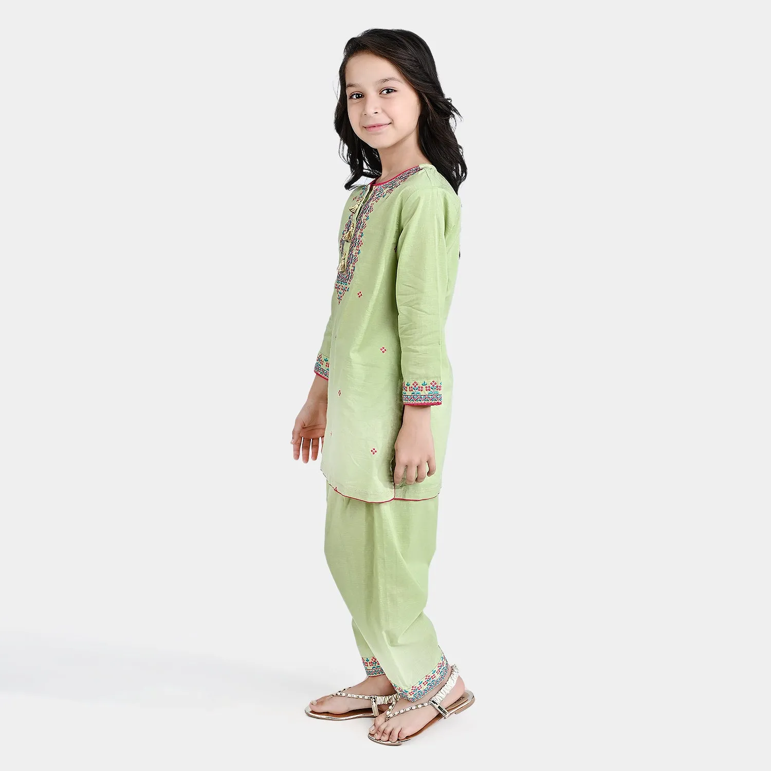 Girls Jacquard EMB 2PC Suit Zohra-G.Green