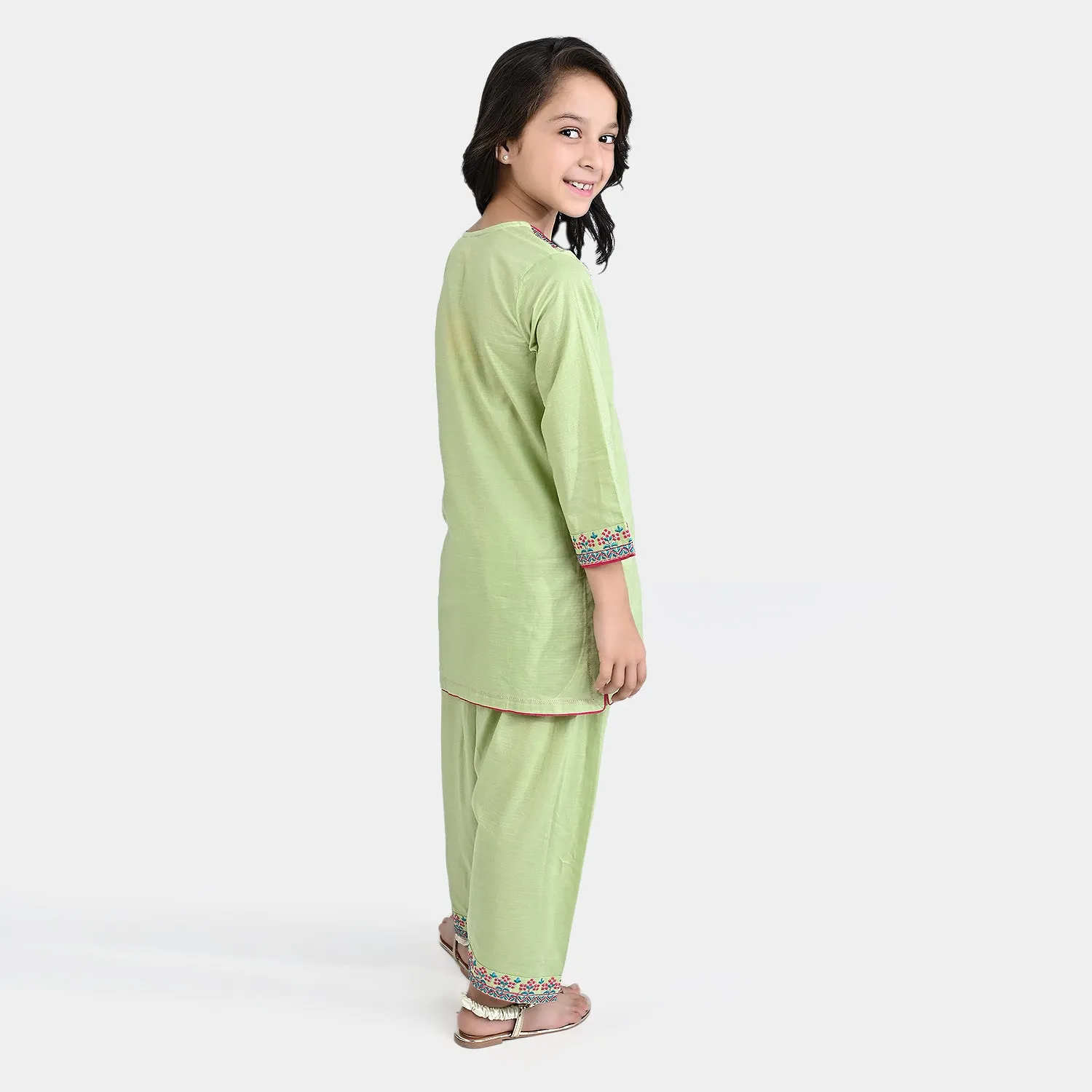 Girls Jacquard EMB 2PC Suit Zohra-G.Green