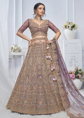 Graceful Purple All Over Embroidered Designer Lehenga Choli