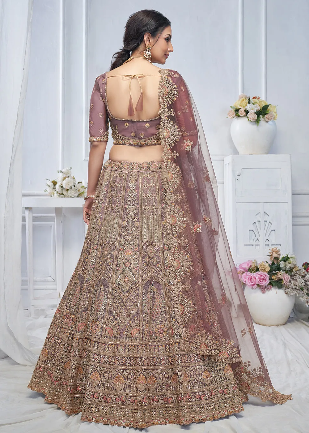 Graceful Purple All Over Embroidered Designer Lehenga Choli