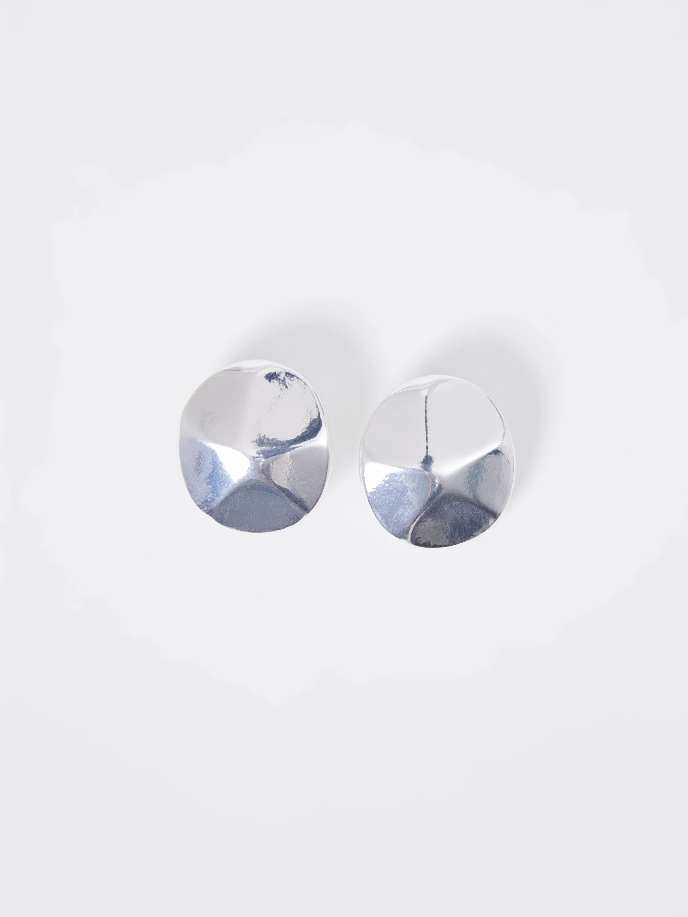 Hammered Circular Disc Stud Earrings