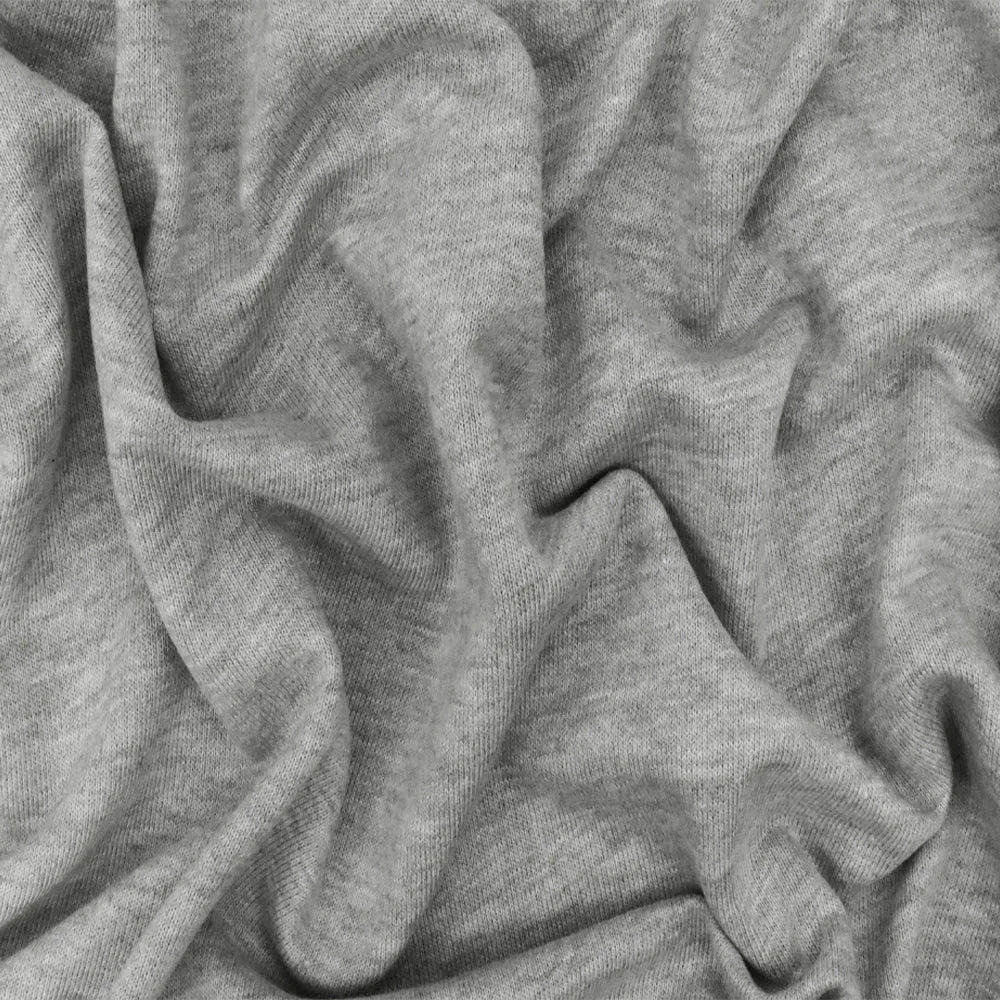 Heather Could Gray-Gray Polyester Cotton Terry Knit Fabric