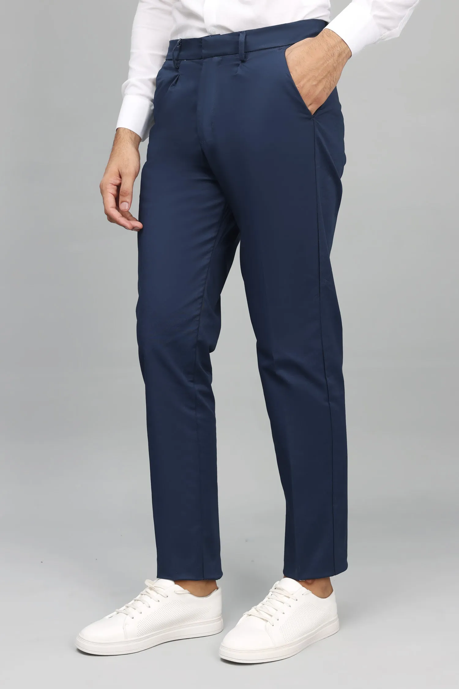 HIGH-RISE STRAIGHT-LEG TAILORED PANT-NAVY