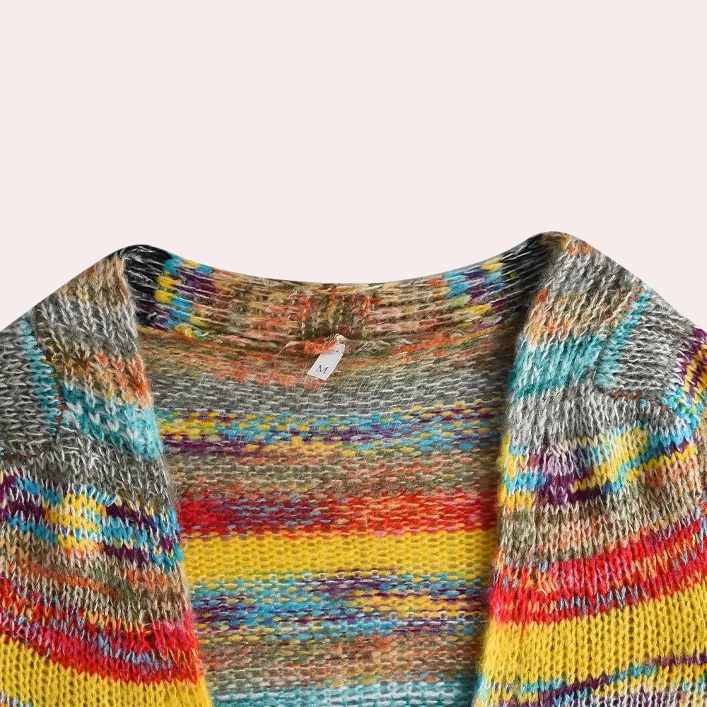 Ivyshape | Colorful Knitted Women's Cardigan With V-Neck