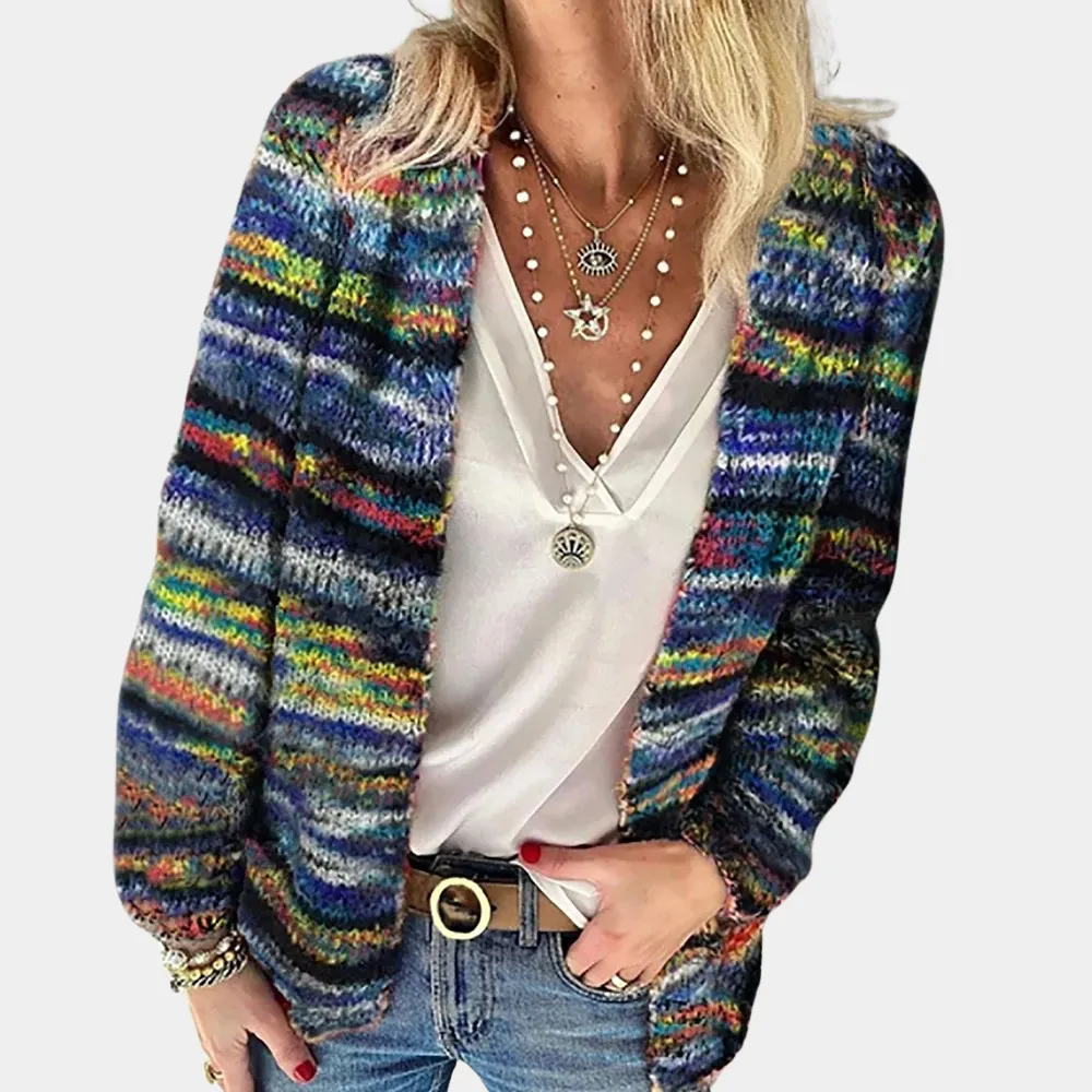 Ivyshape | Colorful Knitted Women's Cardigan With V-Neck